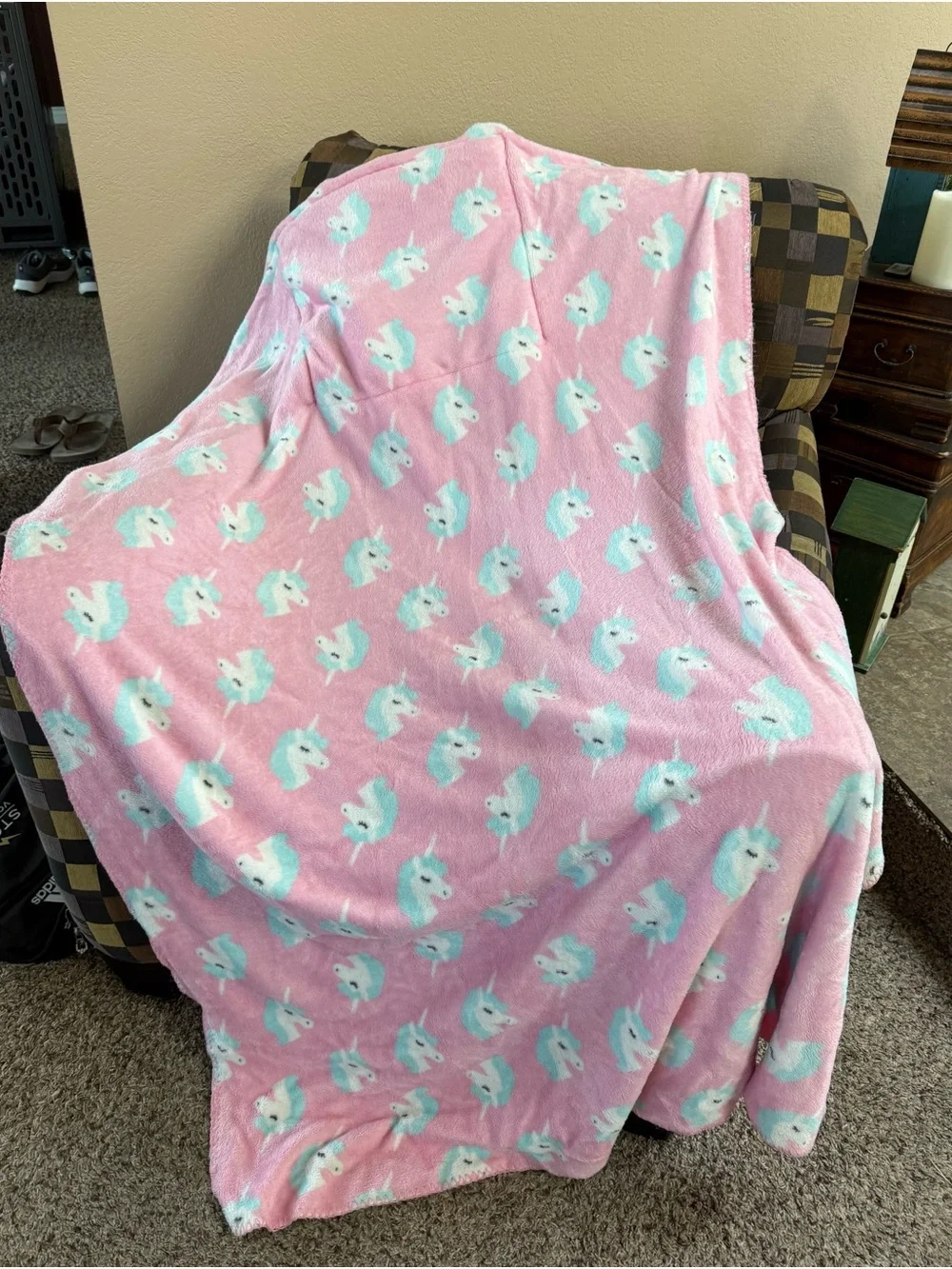 Justice Multicolor Pastel Unicorn Plush Blanket in a Bag